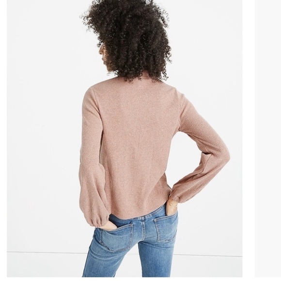 MADEWELL Heathered Rose Bubble Sleeve Swing Neck Turtle Neck Size Medium - Picture 3 of 14